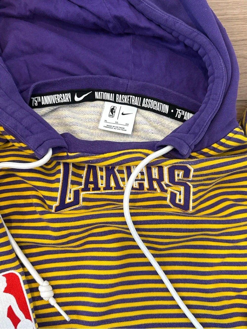 Nike Purple & Gold Striped Lakers Hoodie